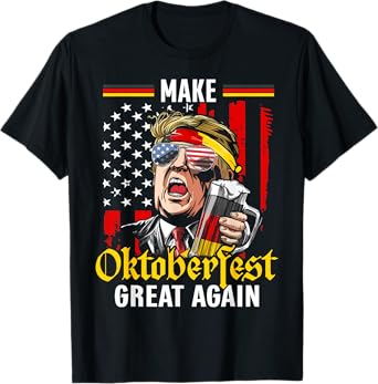 Make Oktoberfest Great Again Trump Beer USA Flag Oktoberfest T-Shirt