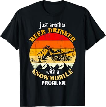 Funny Retro Vintage Snowmobile Just Another Beer Drinker T-Shirt