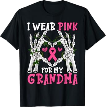 I Wear Pink For My Grandma Breast Cancer Awareness Halloween T-Shirt
