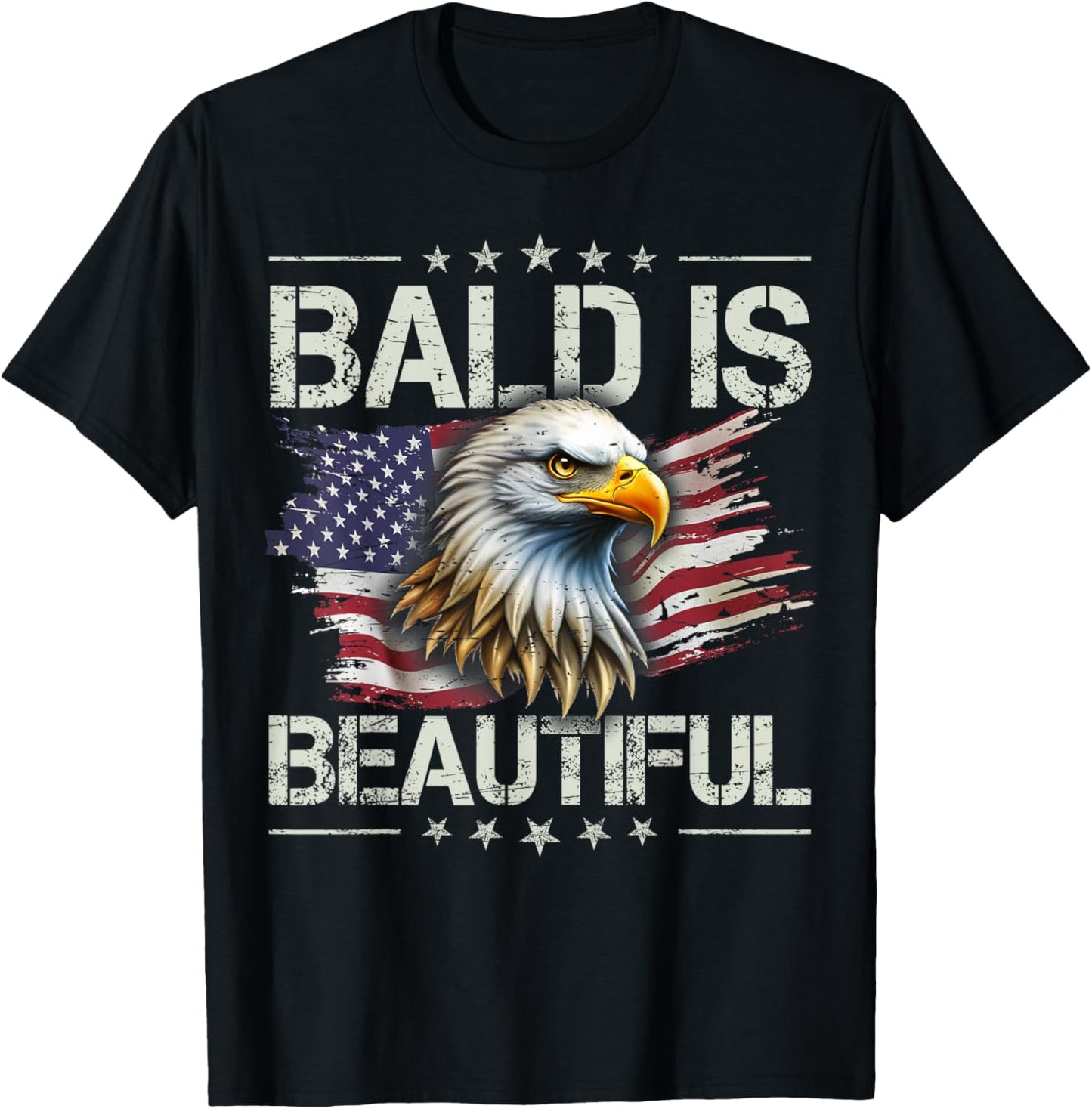 Bald Is Beautiful 4th of July Independence Day America Eagle T-Shirt