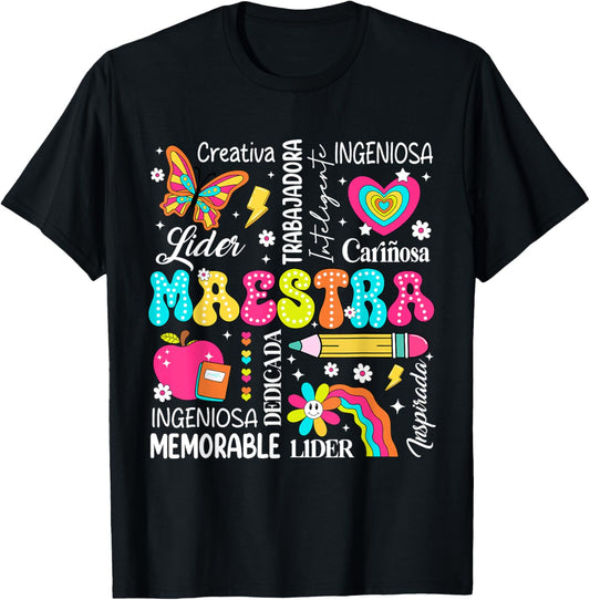 Maestra Spanish Teacher Back To School Maestra De Español T-shirt by TeeBrew