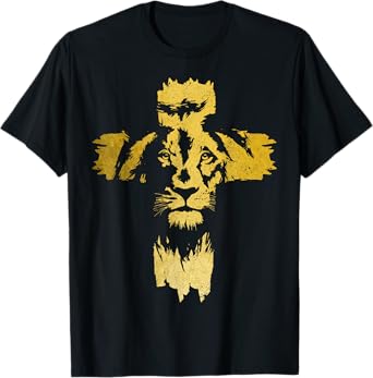 Christian Lion Cross Bible Jesus Religious T-Shirt