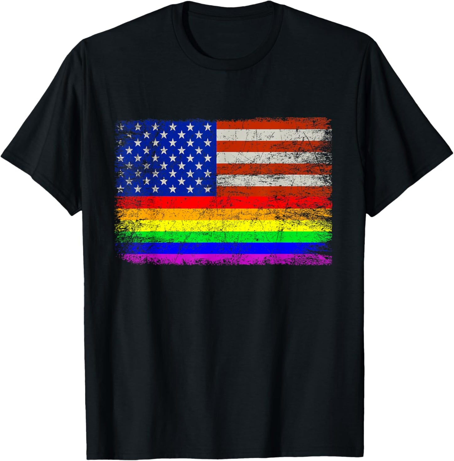 LGBTQ Lesbian Gay Pride 4th of July American Rainbow Flag T-Shirt