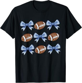 Coquette Football Bow Football Mom Game Day Women Girls Kids T-Shirt