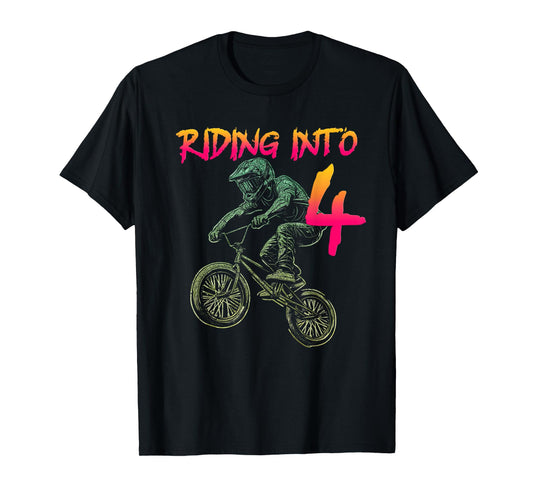 Funny 4 Year Old Bmx Birthday Boy Bicycle 4th Birthday T-Shirt
