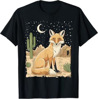 Coyote Desert Nature Scenic Wild Animal South West Cactus T-Shirt
