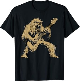 Funny Bigfoot Playing Guitar Star Rock & Roll Men Women Kids T-Shirt