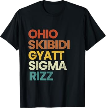Funny Rizzler Ohio Skibidi Gyatt Sigma Rizz T-Shirt - Unisex-Adults, Black, Small, Short Sleeve, T-Shirt, Anime, Halloween, Novelty T-Shirts
