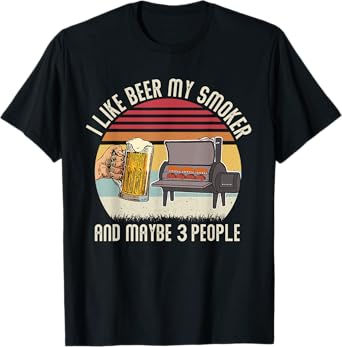 Funny i Like Beer My Smoker And Maybe 3 People Vintage Retro T-Shirt