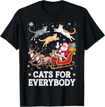 Cats for Everybody Christmas Funny Santa Cat Lover Xmas T-Shirt