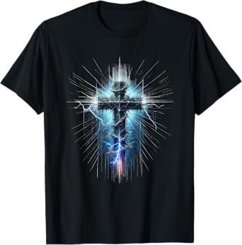 Christian Cross Punk Art Style Distressed Crown of thorns T-Shirt