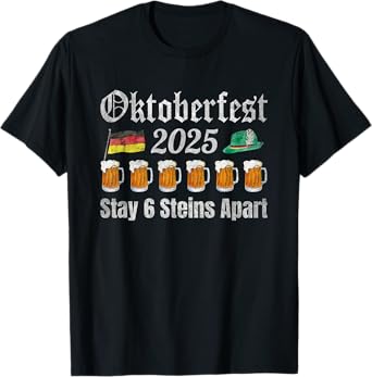 Oktoberfest 2025 6 Stein Apart Beer October Funny Drinking T-Shirt