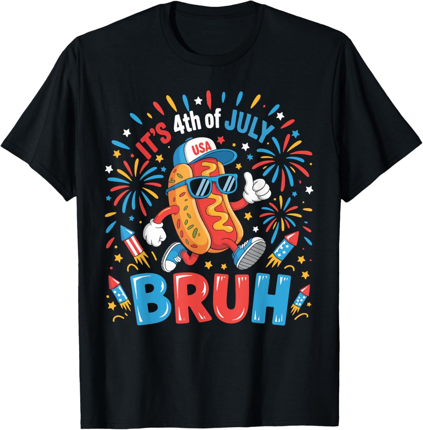 Funny Hotdog Bruh 4th Of July Boys Kids Patriotic Usa Flag T-shirt