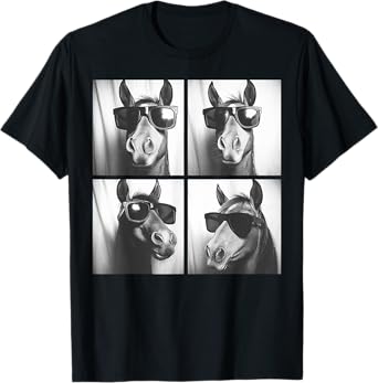 Funny Horse Wearing Sunglasses Photobooth Selfie Farm Animal T-Shirt