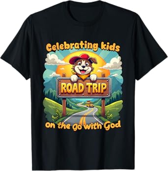Road Trip Celebrating Kids On The Go Christian VBS 2025 T-Shirt