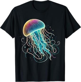Colorful Vibrant Glowing Jellyfish with Rainbow Colors T-Shirt