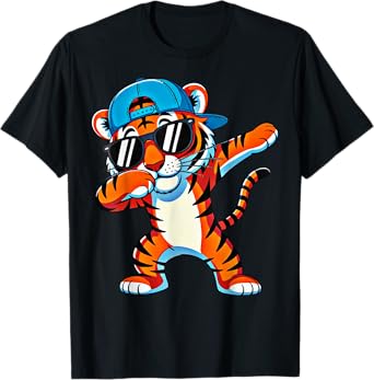 Cool Dabbing Tiger Apparel Cute Animal Men Girls Boys Kids T-Shirt