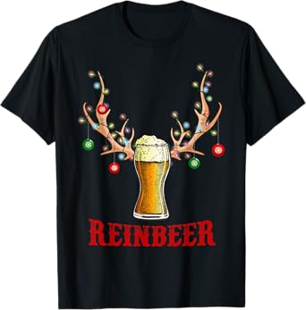 Man Cave Reinbeer Christmas Gift For Beer Lovers Costume Men T-Shirt