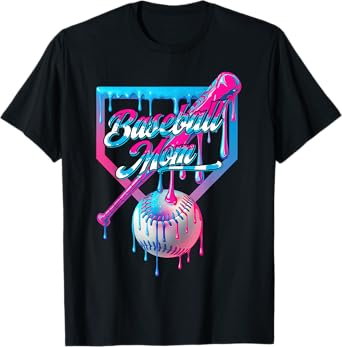 Funny Mom Mama Mothers Day Baseball Ice Cream Drip Birthday T-Shirt