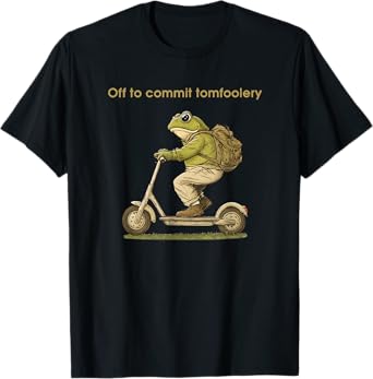 Off To Commit Tomfoolery Funny Frog Toad Scooter T-Shirt