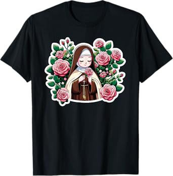 St Therese of Lisieux Kids Little Flower Rose Catholic Saint T-Shirt
