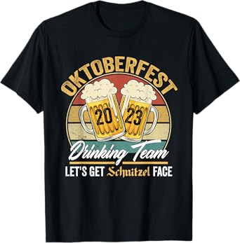 Oktoberfest 2023 Drinking Team Let's Get Schnitzel Face T-Shirt