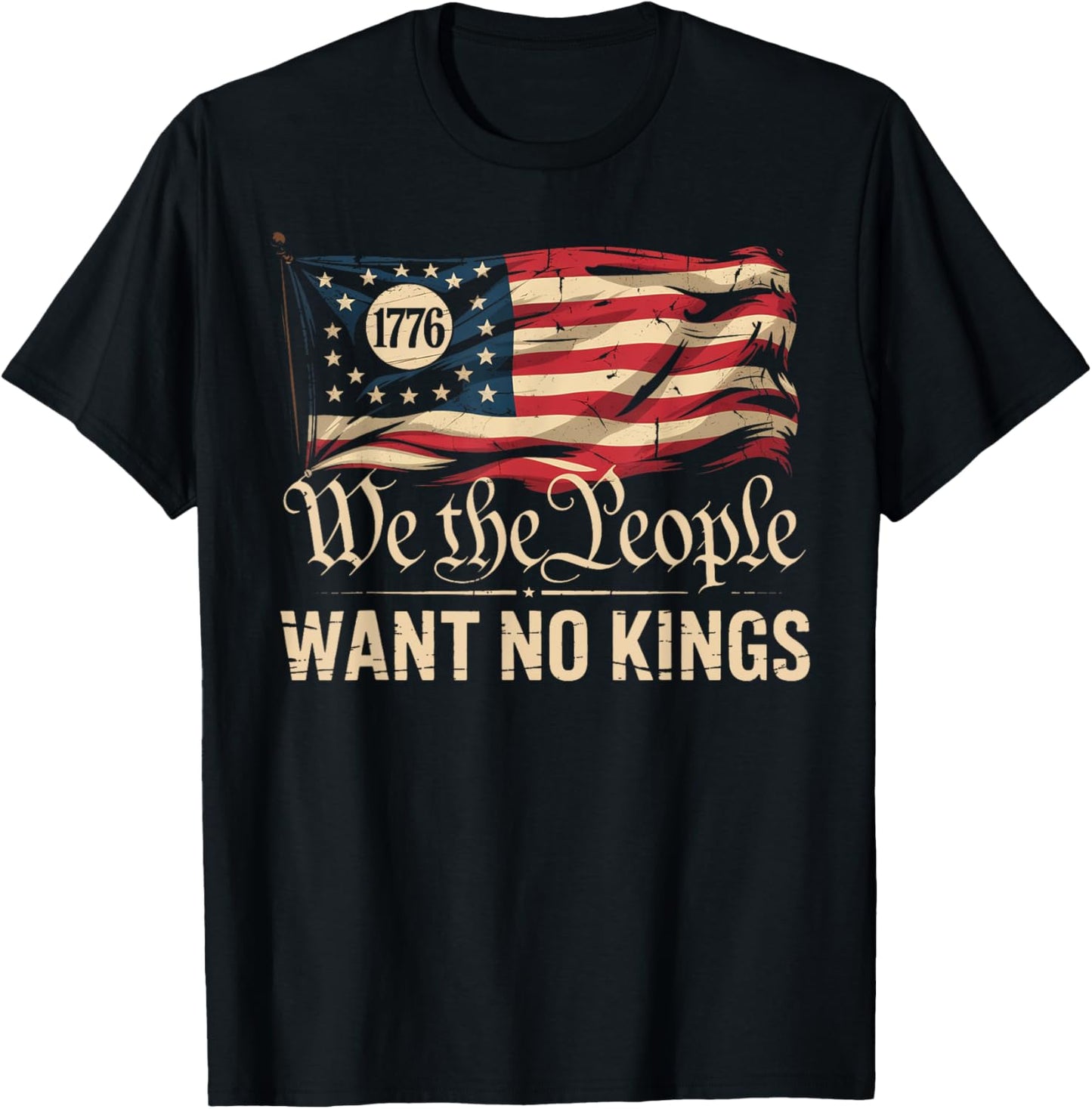No Kings In America Since 1776 Distressed Usa Flag Vintage T-shirt