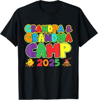 Grandpa & Grandma Camp 2025 Summer Camping Vacation T-Shirt