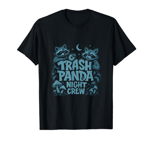 Trash Panda Night Crew Cottagecore Raccoon Graphic T-Shirt