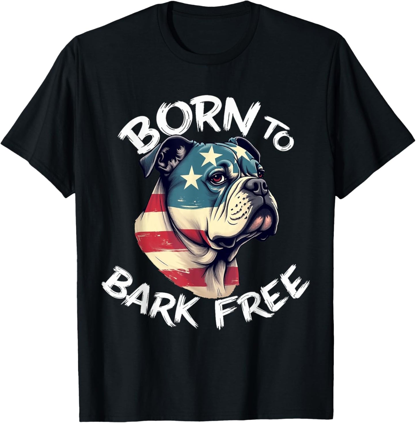 Funny Bulldog Dog Vintage English Bulldog American Flag T-Shirt