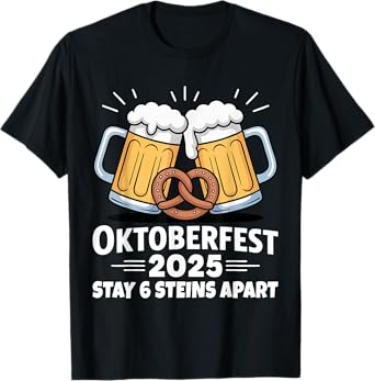 Oktoberfest 2025 6 Stein Apart Beer October Funny Drinking T-Shirt