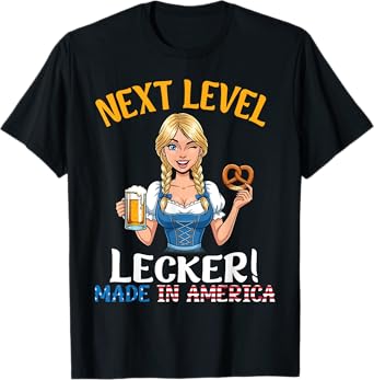 German Girl Beer Pretzel Next Level Lecker Made In America T-Shirt