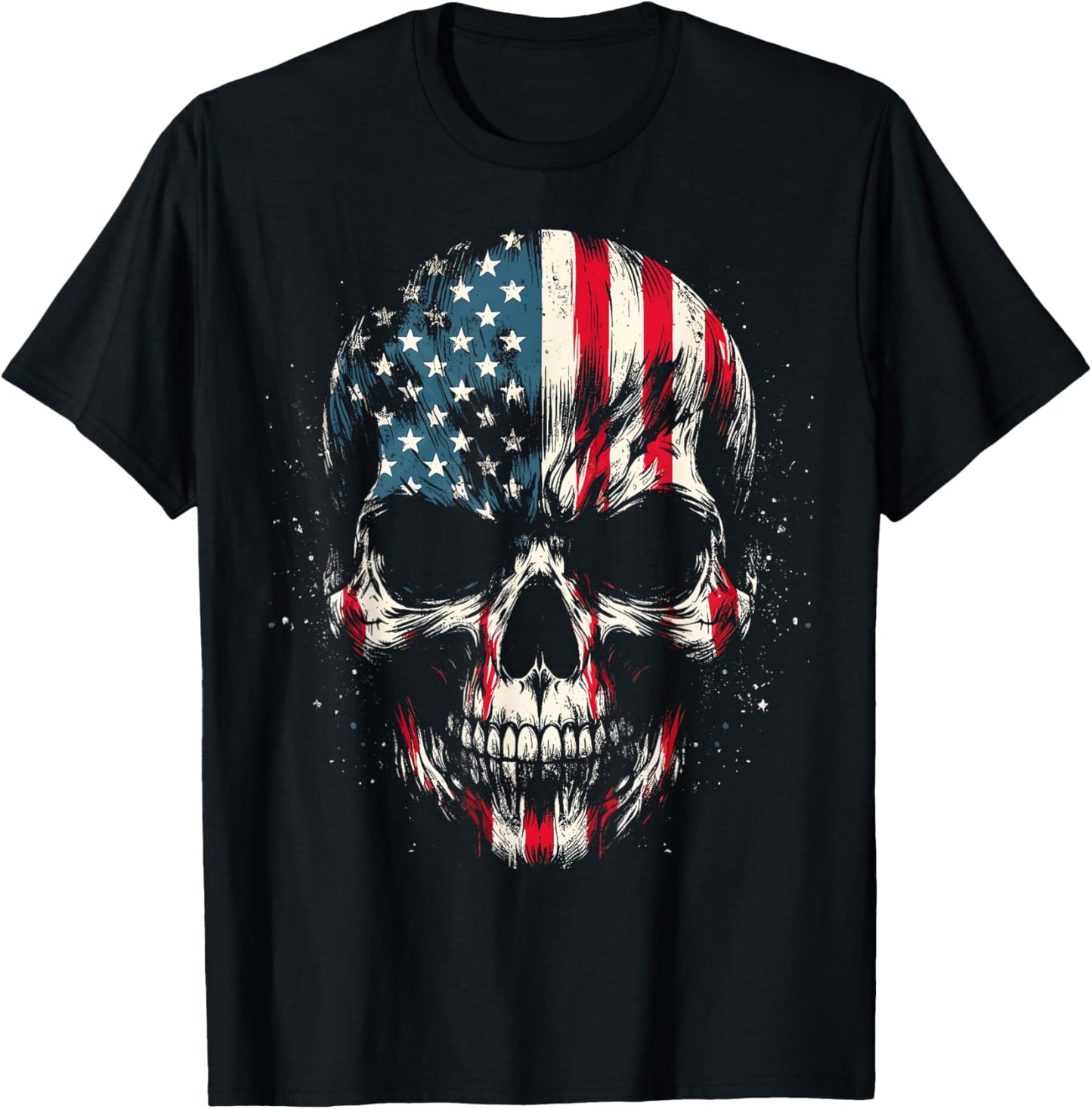 American Flag Skull Skeleton 4th Of July Patriotic Men Women T-shirt