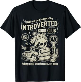 Retro Proud Anti Social Member Of Introverted Book Club T-Shirt
