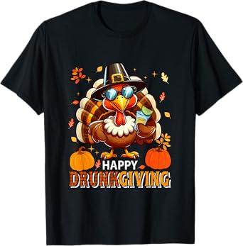 Thanksgiving Drunker Turkey Sunglasses Drinking Tequila T-Shirt
