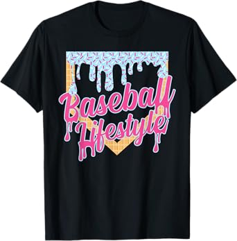 Baseball Lifestyle Home Plate Ice Cream Drip Men Boys Youth T-Shirt