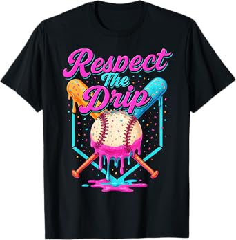 Baseball Drip Boys Home Plate Ice Cream Respect The Drip T-Shirt