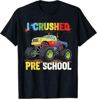 I Crushed Preschool Monster Truck Graduation Cap Boys T-Shirt