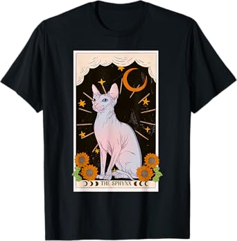 The Sphynx Cat Tarot Card Star Moon Mystical Kitten Lover Men Women T-Shirt