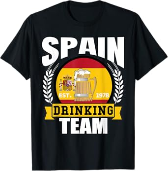 Spain Drinking Team Funny Spanish Flag Beer Party Gift Idea T-Shirt