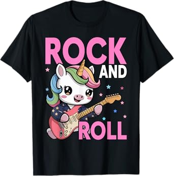 Unicorn Rock Star Lover Gift Co. Girls Rock, Unicorn Girls Rock and Roll T-Shirt