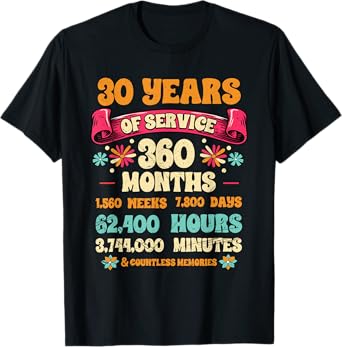 30 Years Of Service 30th Year Work Anniversary For Men Women T-Shirt