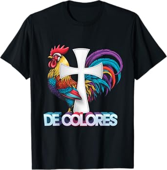 DeColores Cursillo Rainbow Rooster Catholic T-Shirt