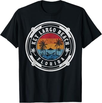 Key Largo Beach Florida Summer Vacation Vintage Sunset T-Shirt