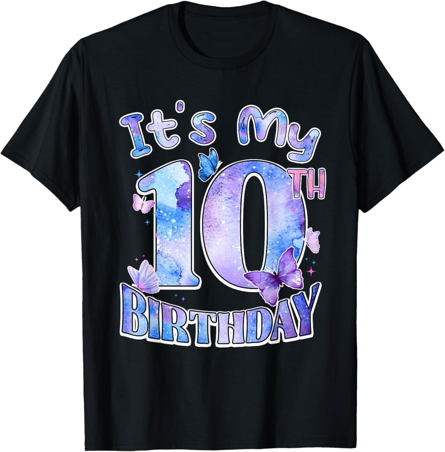 It's My 10th Birthday Butterfly Theme 10 Year Old Party Girl T-Shirt