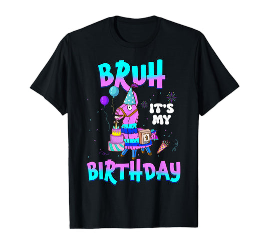 Bruh Its My Birthday Llama Matching Outfit Boy Girl Kid Bday T-Shirt