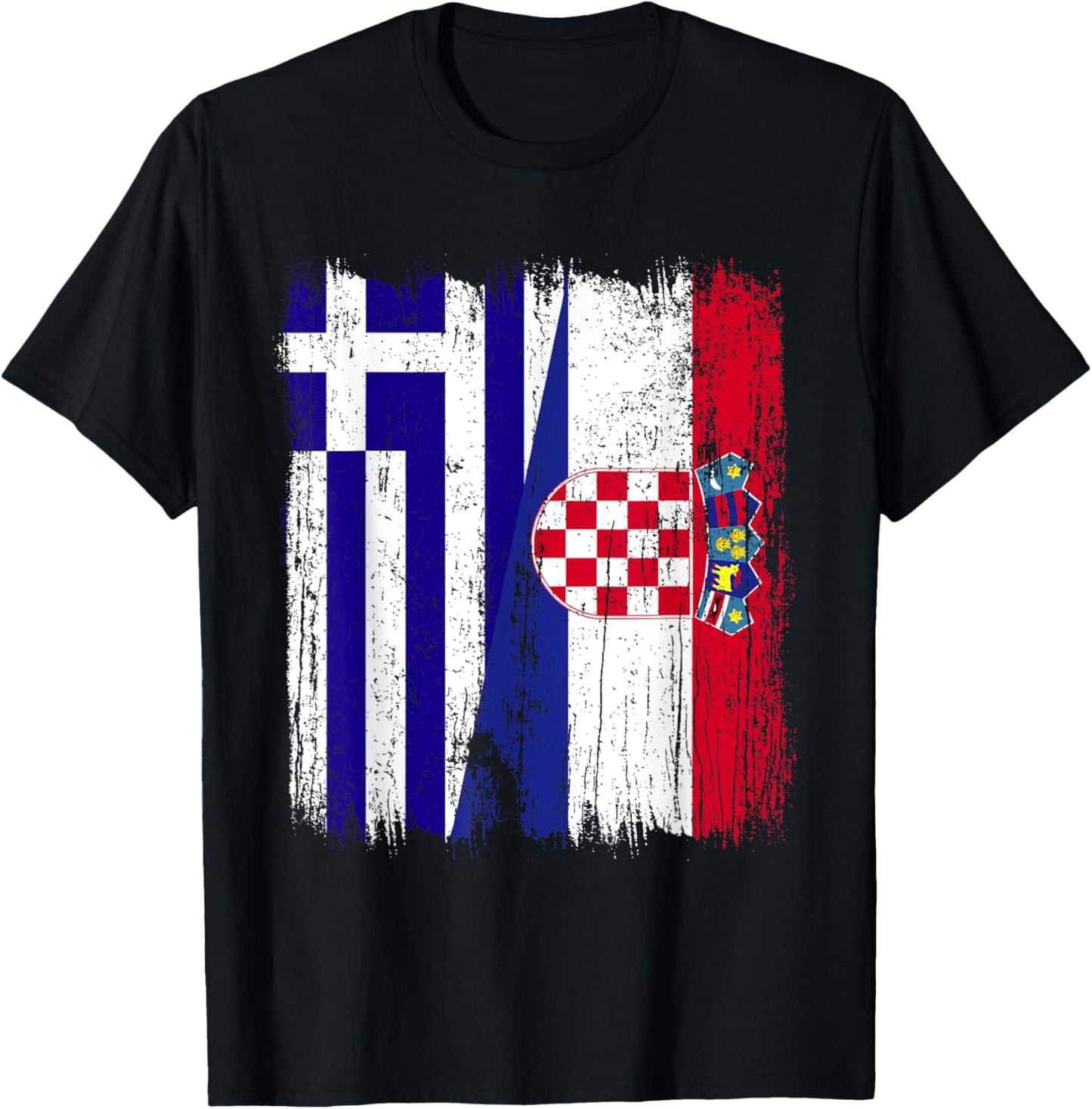 Greece Croatia Half Flag Proud Greek Croatian Roots T-Shirt