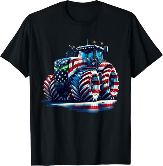Patriotic Tractor American Flag T-Shirt