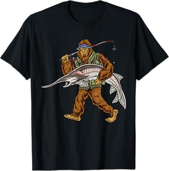 Paddlefish Bigfoot Hunting Fishermen T-Shirt