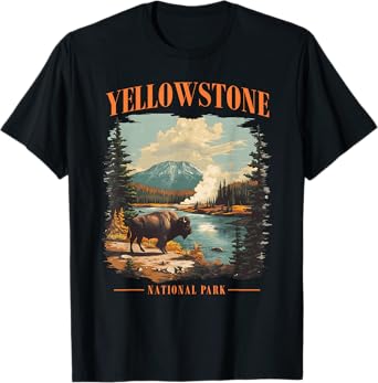 Yellowstone National Park Vintage Hiking Camping T-Shirt